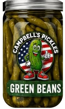 A jar of Campbell's Pickles Green Beans